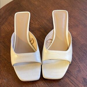 H&M Off-White Croc-Embossed Mules